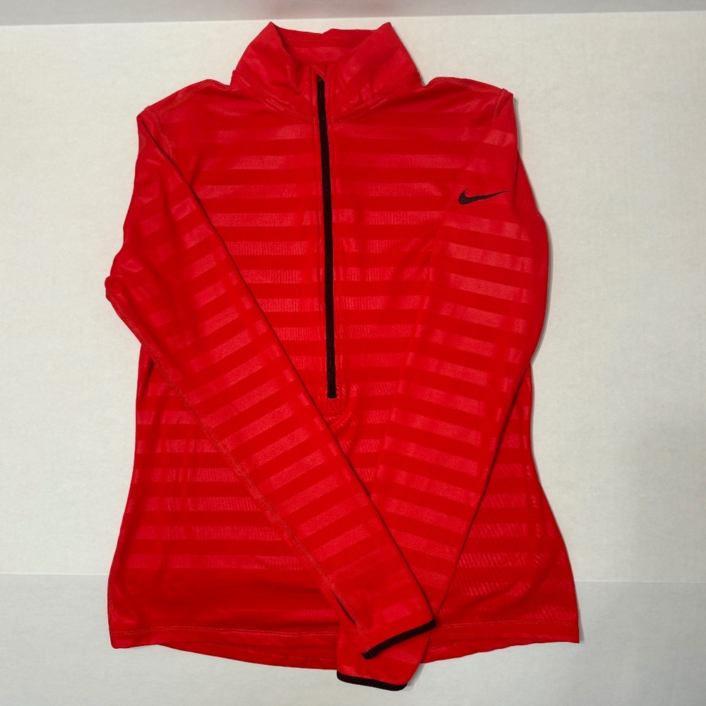 Nike Women's Dry-Fit Long Sleeve Half-Zip Pullover Red Excellent Condition Sz L
